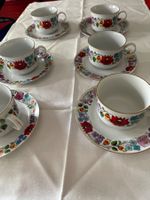 KALOCSA  6er Set antike Tasse mit Untertasse Hungary