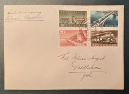 1947 Bedarfsbrief 100 Jahre Schweizer Eisenbahn ZH-Baden FDC