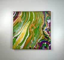Acryl-Flüssigmalerei, quadratisch