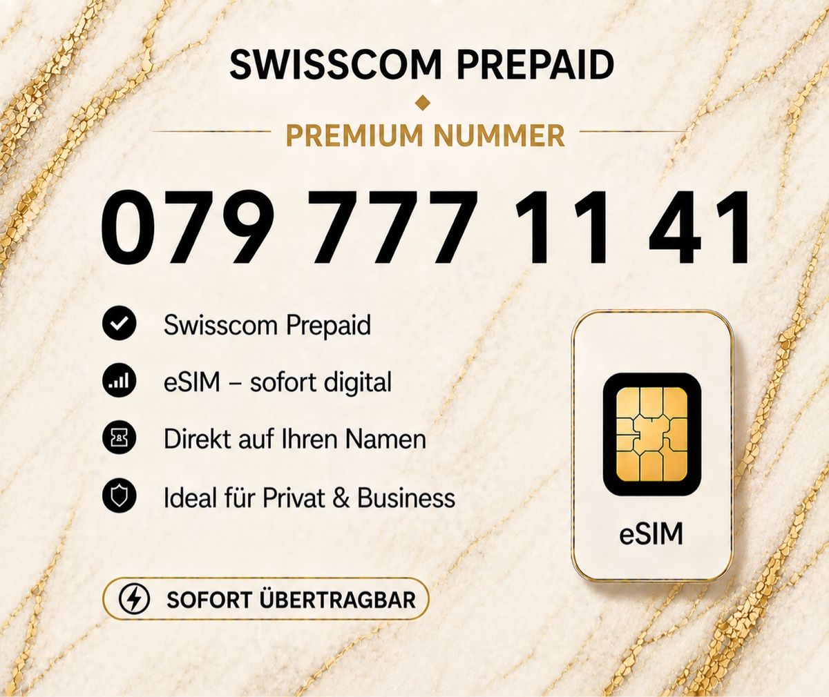 Swisscom PrePaid-Karten: Swisscom Prepaid Premium Nummer – Neu und originalverpackt aus Rotkreuz von 079shop
