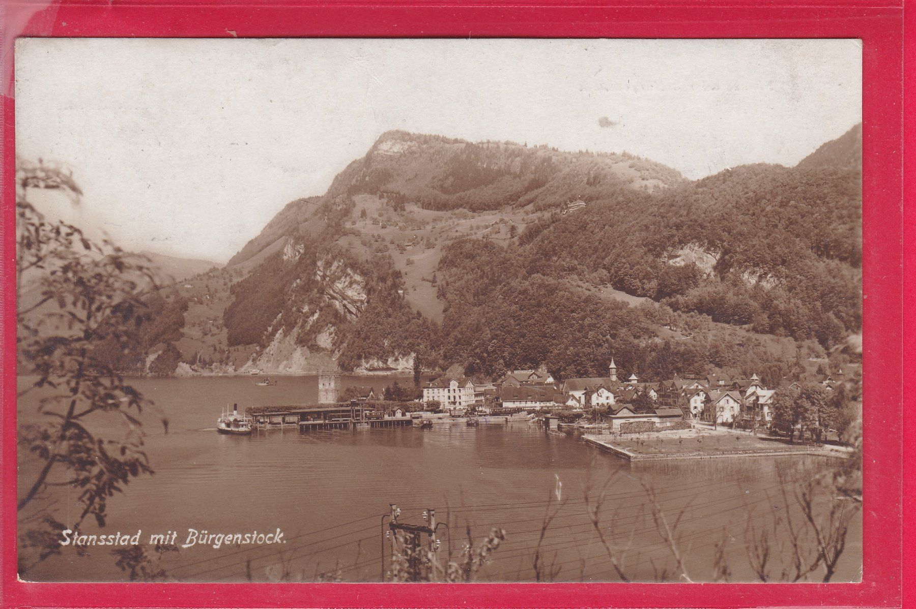 Cartoline postali: STANSSTAD MIT BÜRGENSTOCK. 29.6.1921 – Usato da Oberrieden venduto da Gebirgsstelze