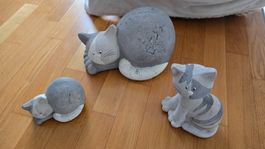 Lustige Katzenfamilie "Innen und Außenbereich"