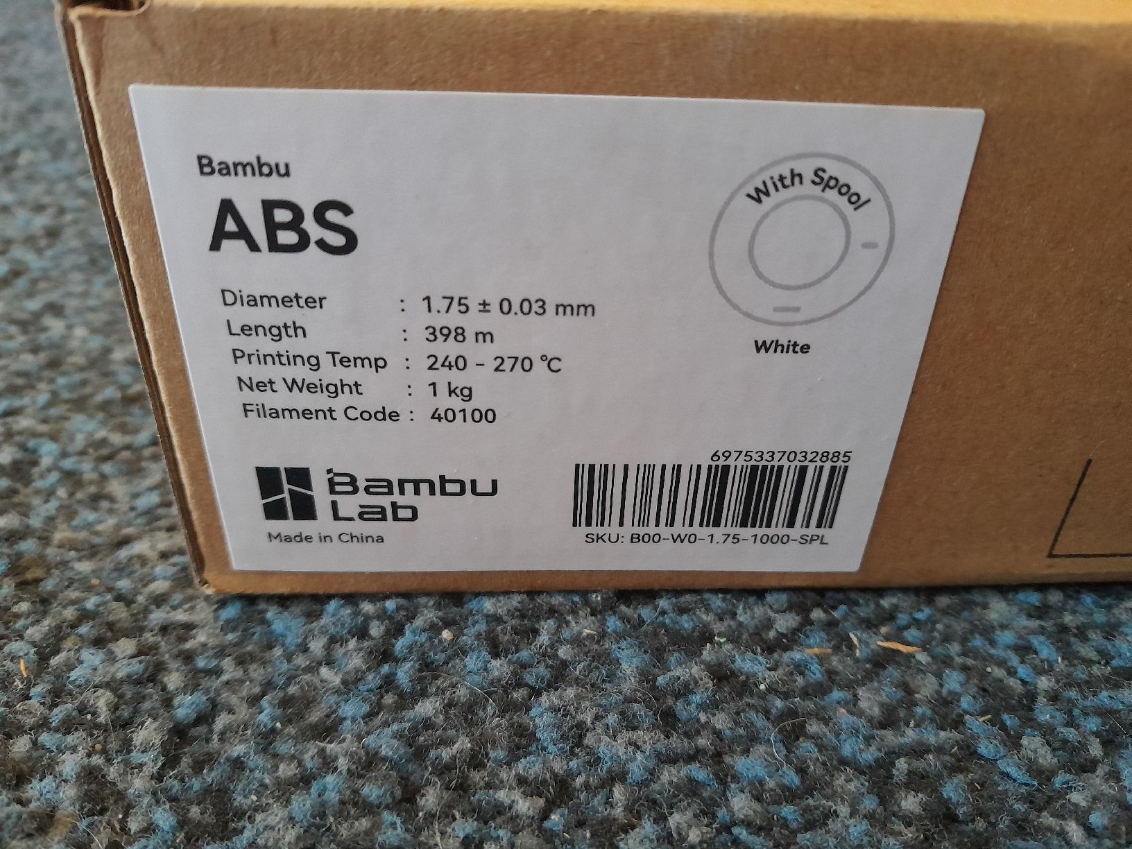 Bambu Lab Imprimante 3D: ABS Blanc with spool – Neuf avec emballage d'origine à Mission par jbsalamin