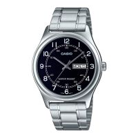 ⌚ Herrenuhr ®CASIO Analog Edelstahl Schwarz Silber 38mm NEU
