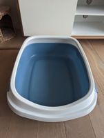 Grosse Katzentoilette offen blau/weiss, gebraucht
