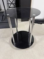 Runder Bistrotisch Schwarz Glas Metall