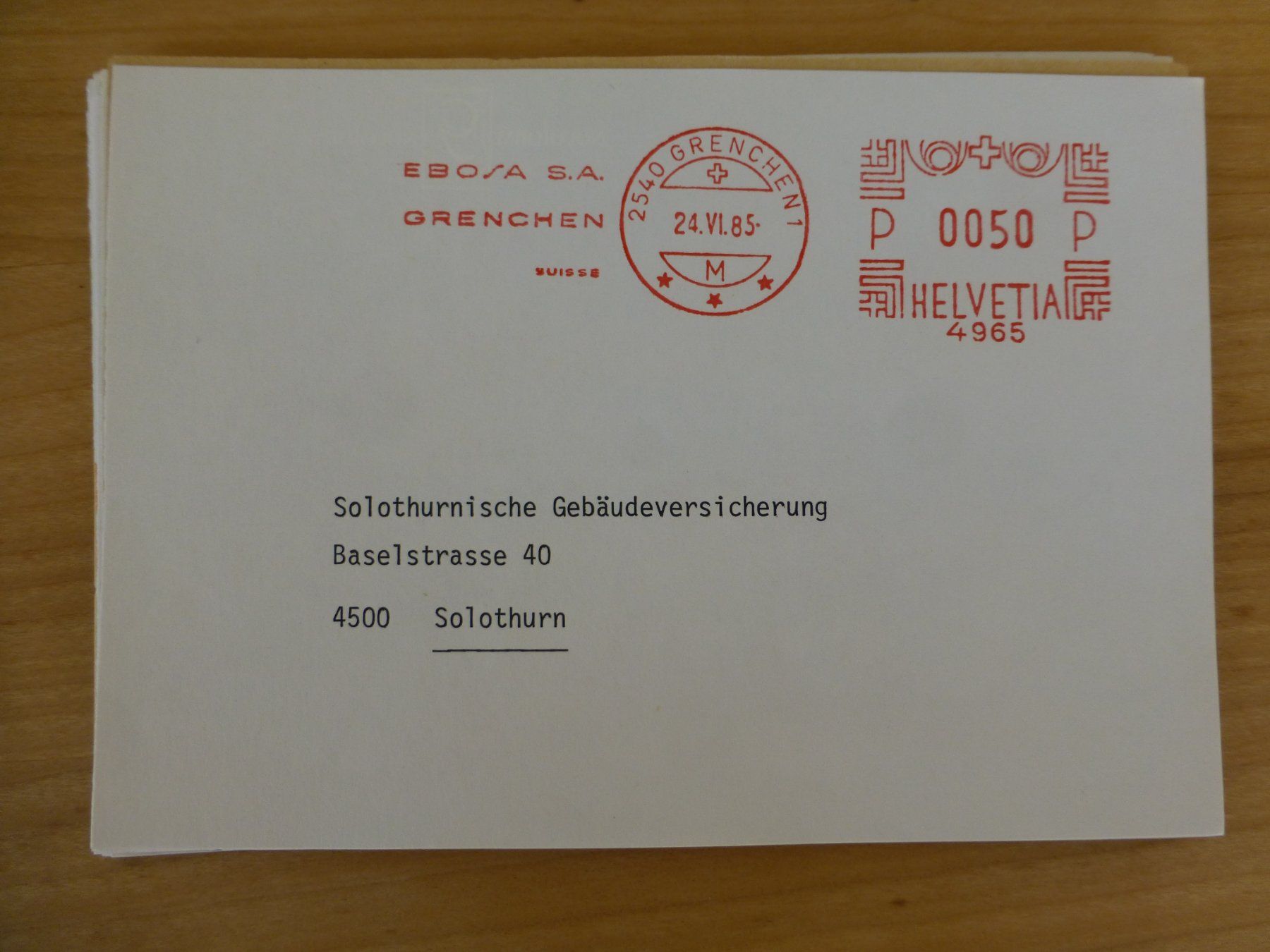Poster & Bilder: Grenchen, Ebosa SA 1985 – Gebraucht aus Bettlach von 1saurer