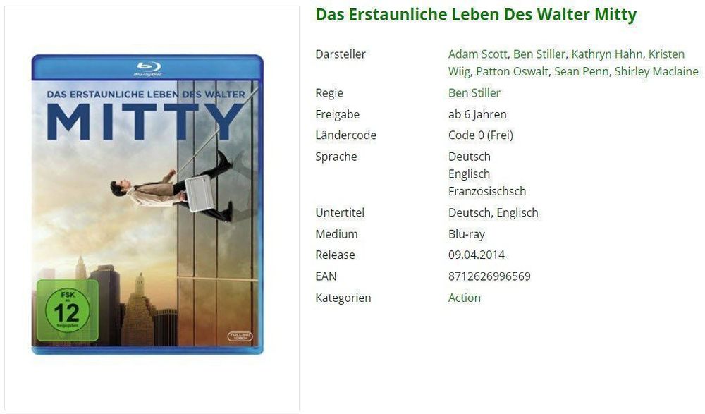 Das Erstaunliche Leben Des Walter Mitty (Bluray) Kaufen auf Ricardo