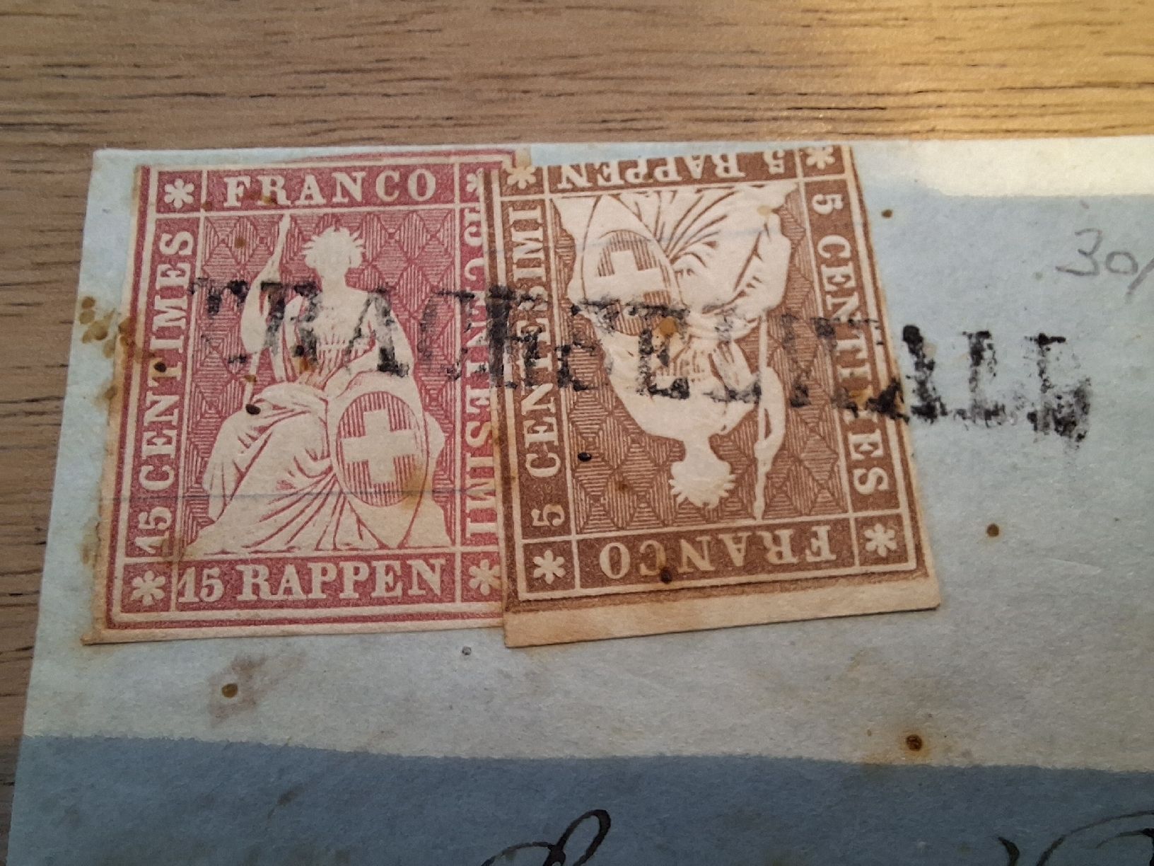 Tutti i francobolli: Strubelbrief 22A3 / 24A3 Kat. 820.- – Usato da Balgach venduto da SIMEON27 4