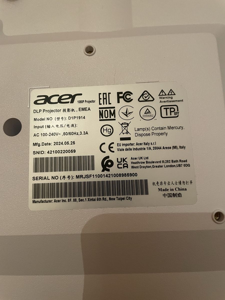 Acer Proiettori: Acer Beamer H6518STi DLP-Projektor – Nuovo (secondo la descrizione) da Riehen venduto da cit_j7rg 5
