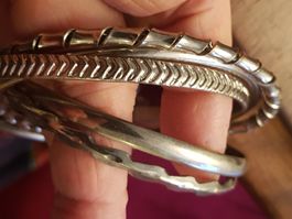 Armreif Set 5erlei Muster silberfarben