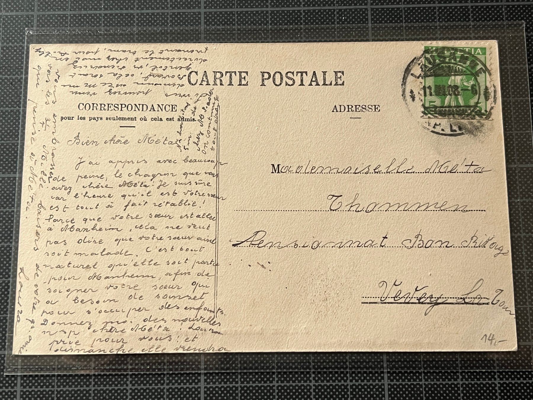 Cartoline postali: Banque Cantonale et Poste, Lausanne - 1908 – Usato da Stäfa venduto da Hannahsita14 1