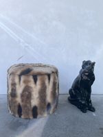 70er Jahre Vintage Fell Hocker Pouff 
