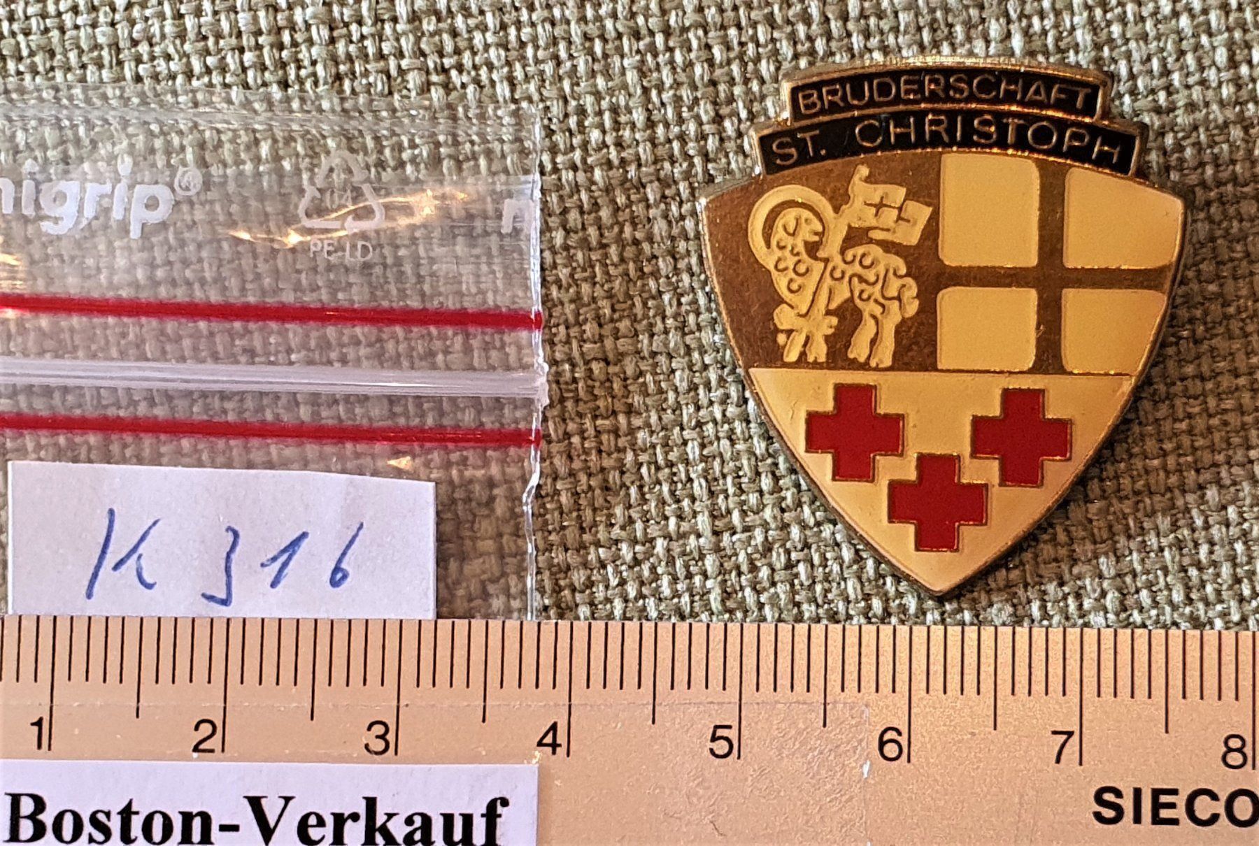 Plaketten & Abzeichen: K316 - Pin Bruderschaft St. Christoph – Gebraucht aus Reinach BL von Boston-Verkauf 2