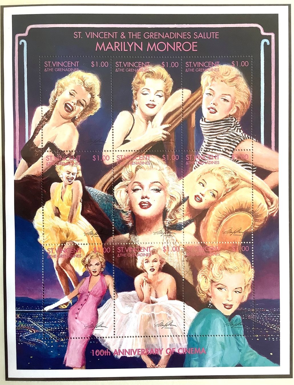 Alle Briefmarken: 1995 - St. Vincent & Grenadinen Marilyn Monroe Bogen ** – Neu (gemäss Beschreibung) aus Liestal von Skunk02