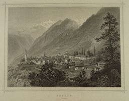 SOGLIO, GRAUBÜNDEN, STAHLSTICH NACH ROHBOCK 1870