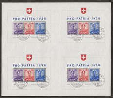 Schweiz Blockbogen Pro Patria 1936 gestempelt Attest 1600.-