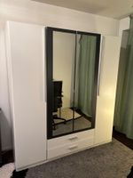 Large 4-Door Wardrobe with Mirrors & Drawers (White/Black)