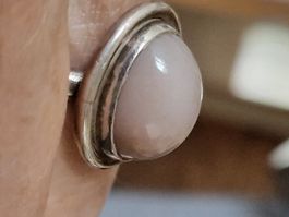 Bague en Argent et  pierre de lune rose
