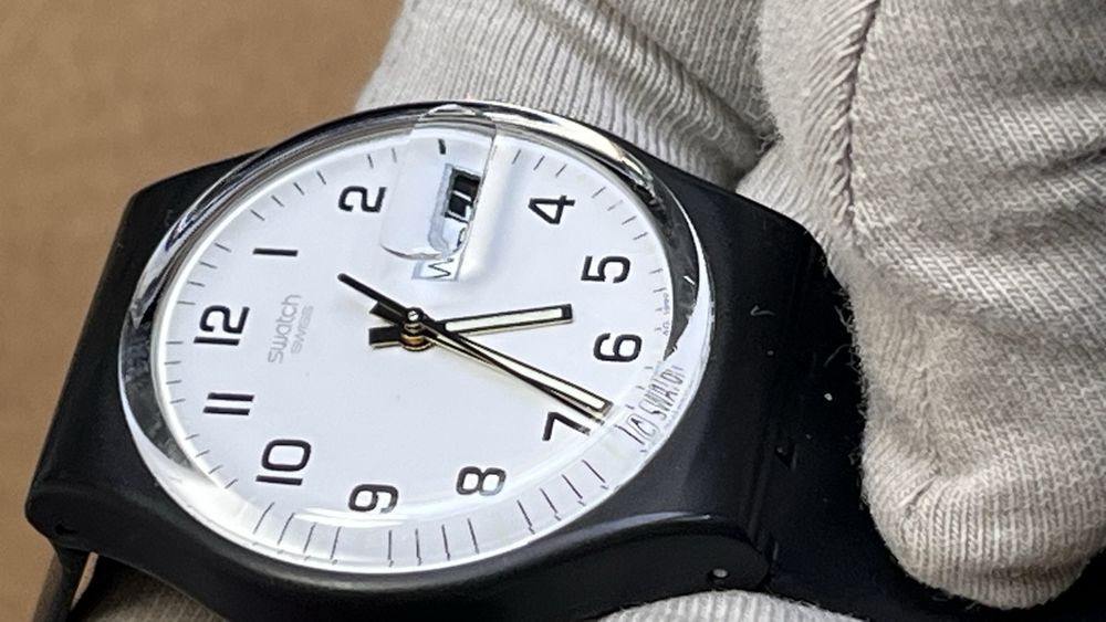 Swatch Orologi: Schlichte Swatch Gent Uhr, Schwarz – Usato da Grenchen venduto da chththl 4