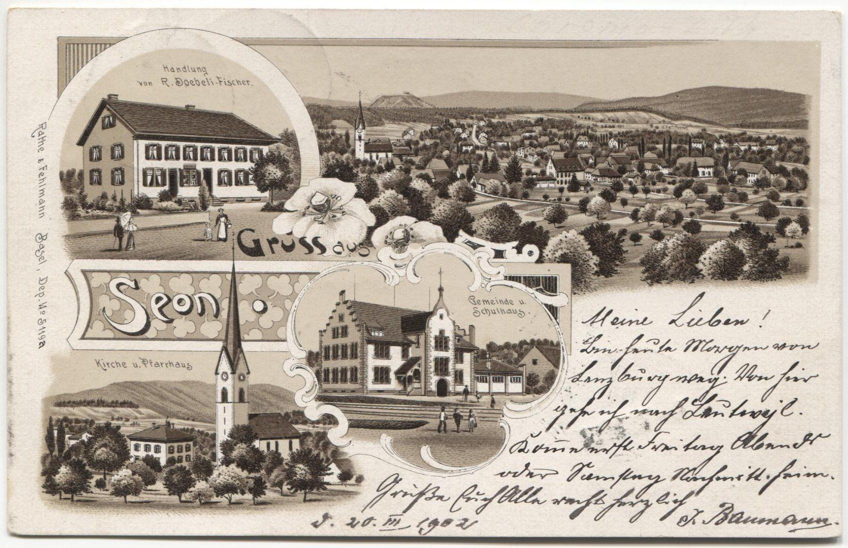 Ansichtskarten: SEON AG 1902 Lithografie – Gebraucht aus Rothrist von Clanx