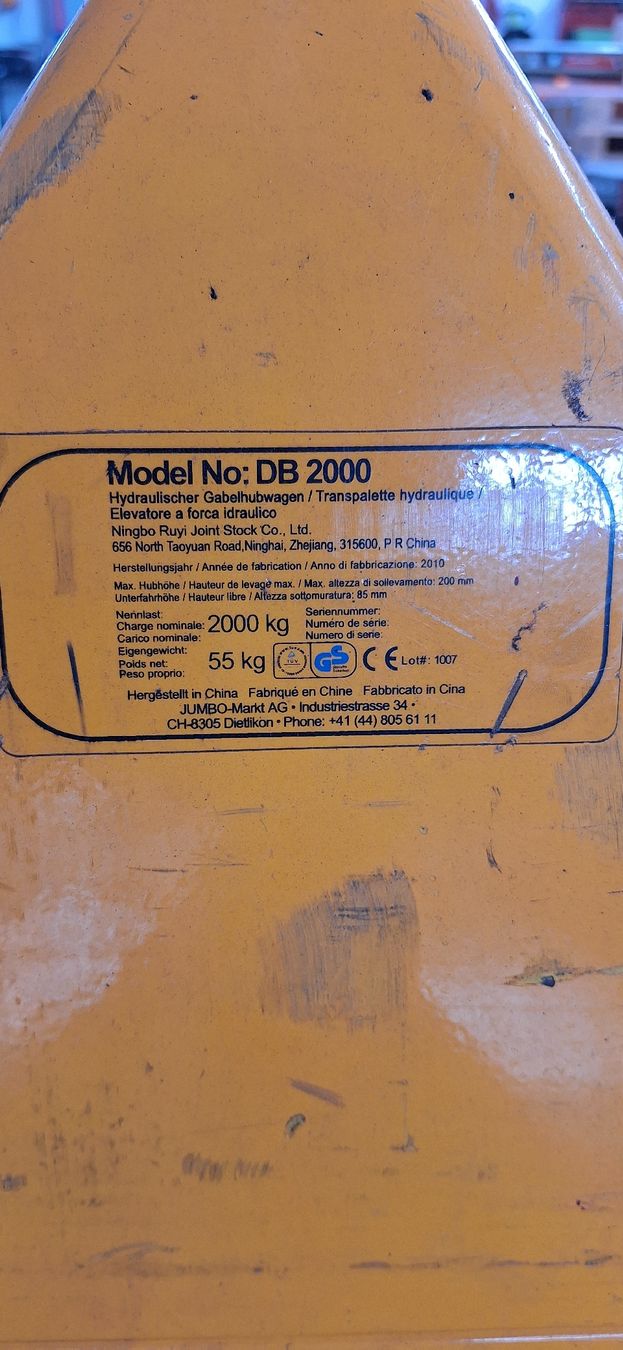 Carrelli elevatori e a forche: Hubwagen Modell DB 2000 2000 kg Tragkraft gebraucht – Usato da Langnau b. Reiden venduto da Erzierzi 5