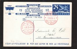 FDC Bundesfeierkarte 1928  , Nr. 47 l,Le Locle - Basel rot !