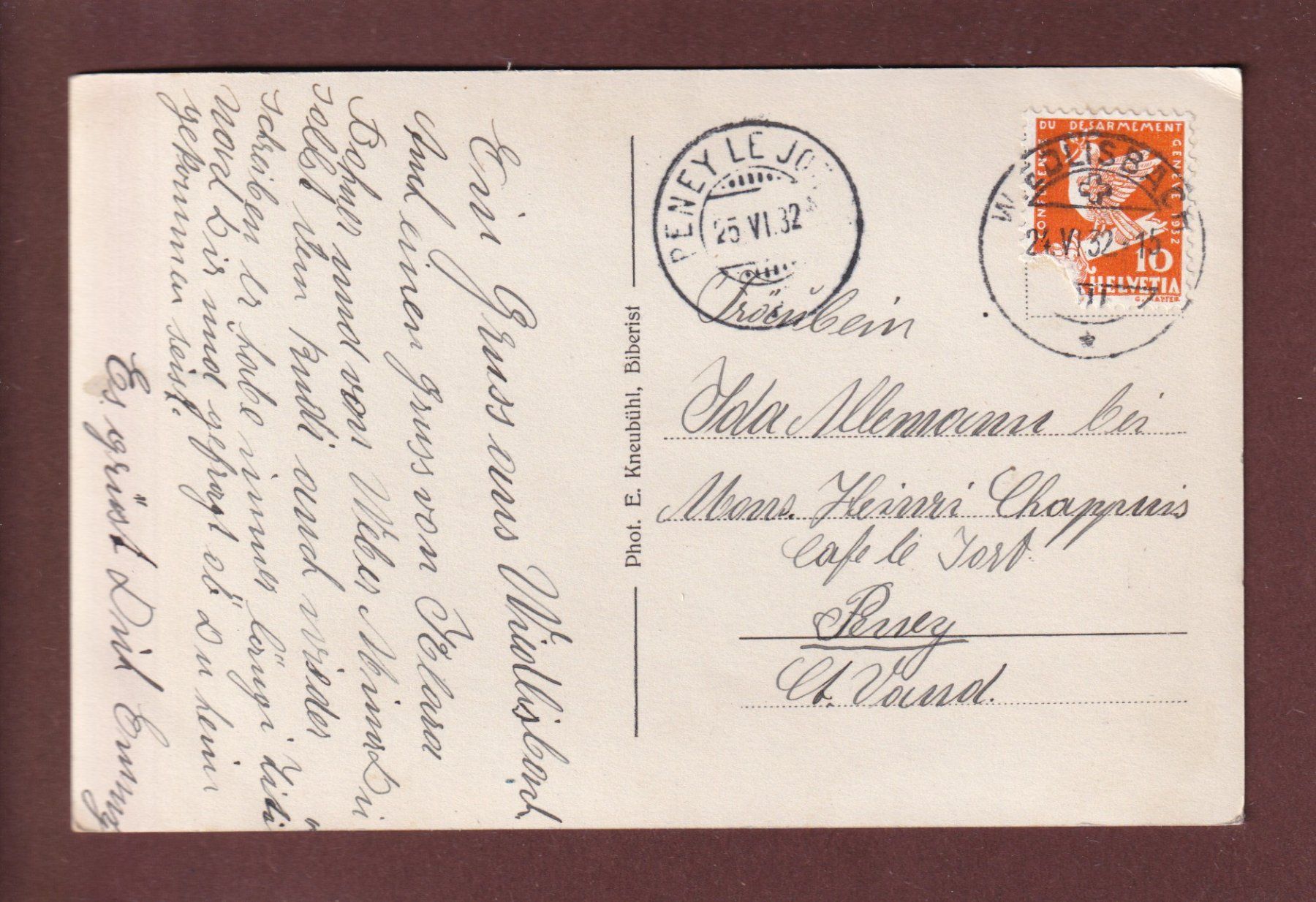 Cartoline postali: Schloss und Ruine OBERBIPP - 1932 – Usato da Pully venduto da nicecards 1