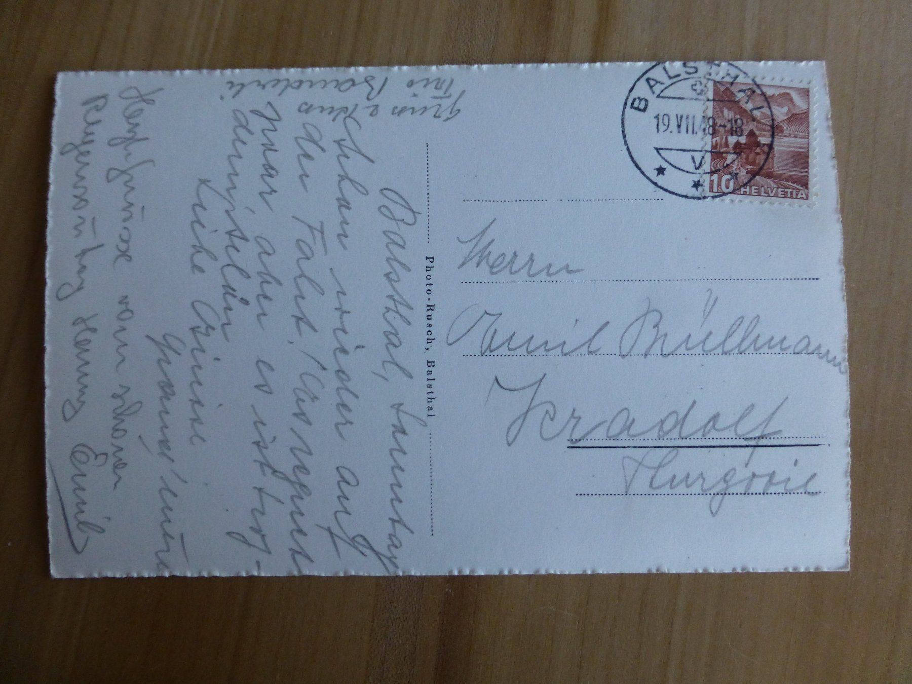 Cartoline postali: Balsthal, Ansichtskarte 1948 – Usato da Bettlach venduto da 1saurer 1