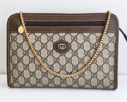 Gucci Vintage Clutch/Crossbody Tasche Leder Braun