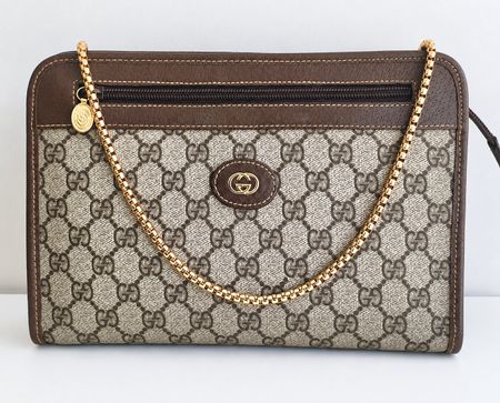 Gucci Vintage Clutch/Crossbody Tasche Leder Braun