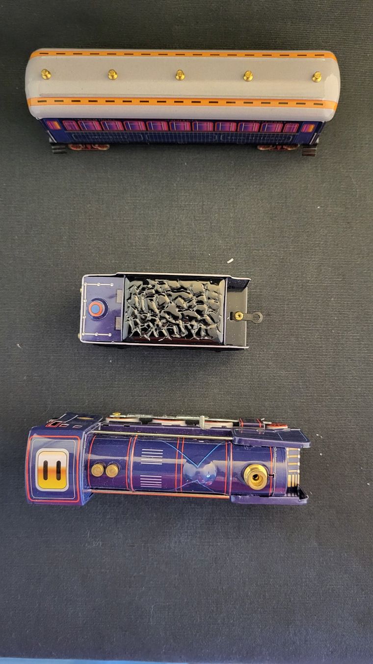 Spielzeuge: Blech-Eisenbahn L.M.S. mit Schlüssel-Aufzug – Neu und originalverpackt aus Basel von spinne02 5
