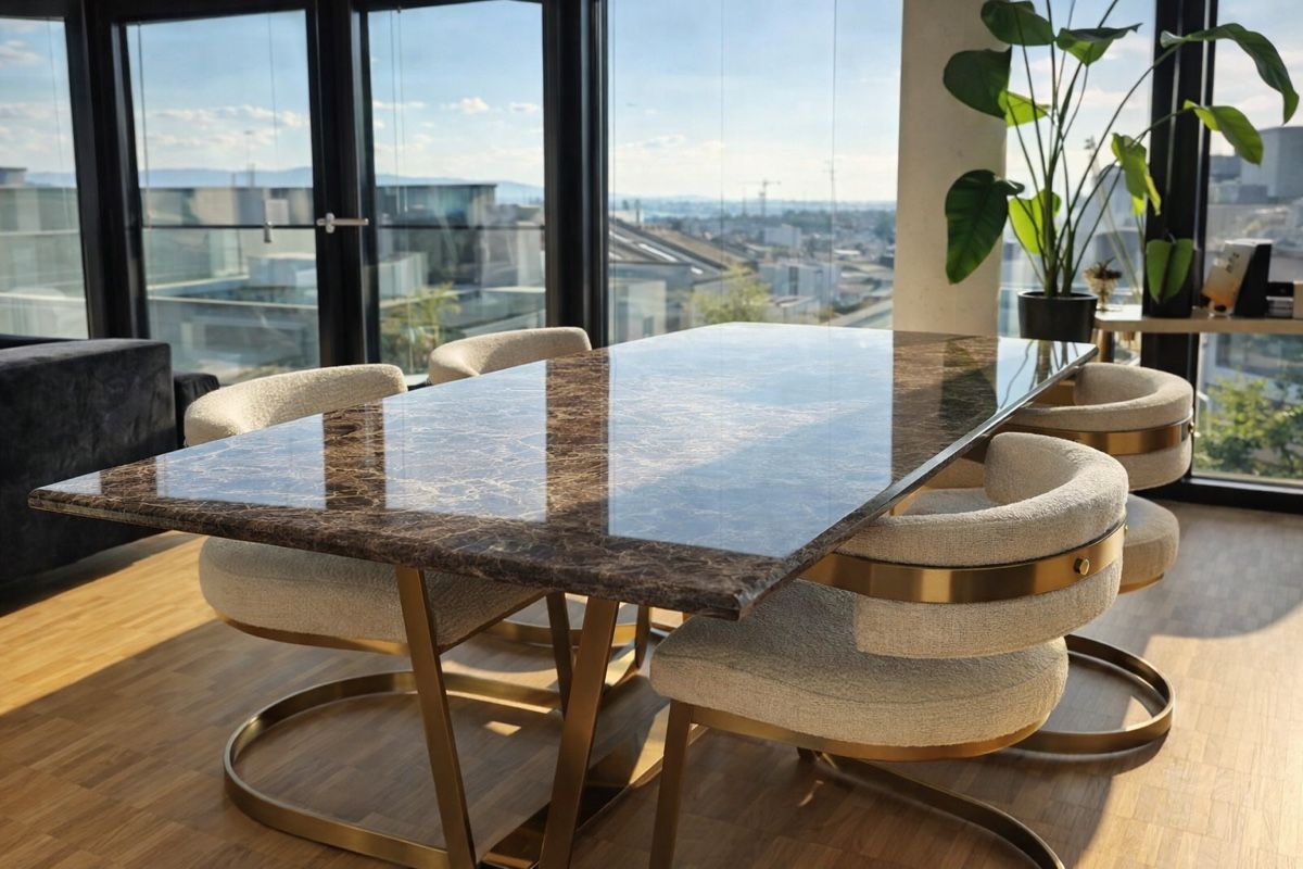 Set di tavolo e panche: Richmond Interiors Designer Esstisch + 4 Stühle – Usato da Basel venduto da pd_tr