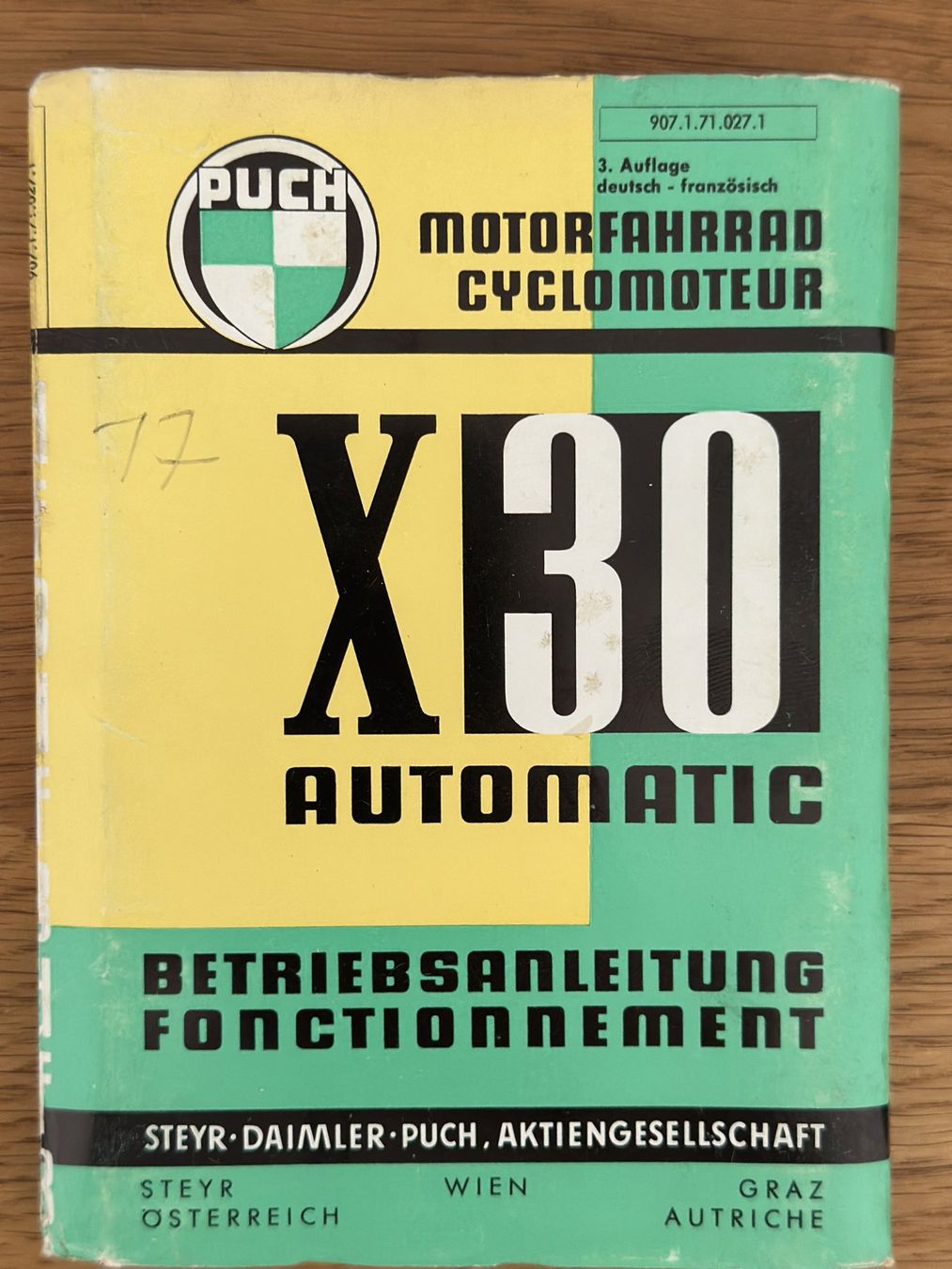 Dokumente: Puch X30 Automatic Original 3. Auflage DE/FR Nr. 027.1 – Gebraucht aus Oberägeri von verwuester