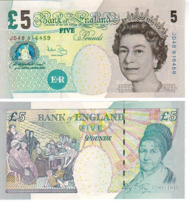 Banknoten: Elizabeth England  5 Pound 2002 unc – Neu und originalverpackt aus Gelterkinden von Cakir