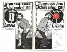 Luzern - Eidgen. Schützenfest - 2 AK - Kunst - Glück - 1901