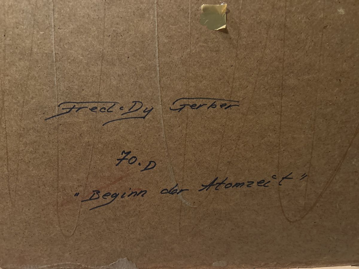 Dipinti: Gemälde "Beginn der Atomzeit" von Fred-Dy Gerber, 70er – Usato da Glarus venduto da KunstWerkEr-LS87 5