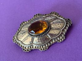 Silber-vergoldete Brosche ORANGE