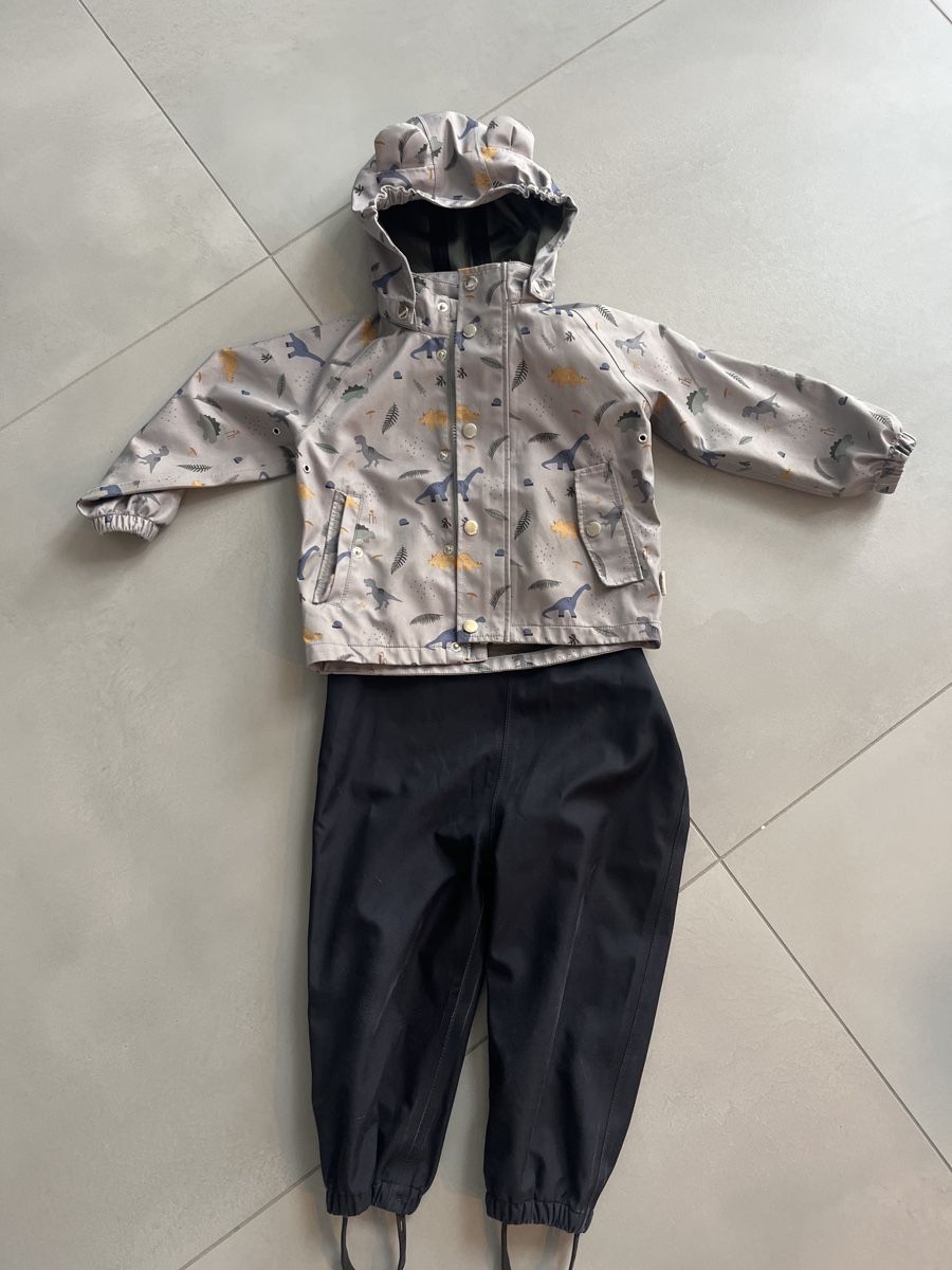 Liewood Regenbekleidung Gr 98 Niko Fleece-Pufferjacke Mega Leo Oat Mix