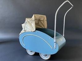 Kinderwagen Vintage Blau Metall guter Zustand
