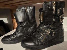 Schwarze Leder Boots von Cesare Paciotti, Gr. 36