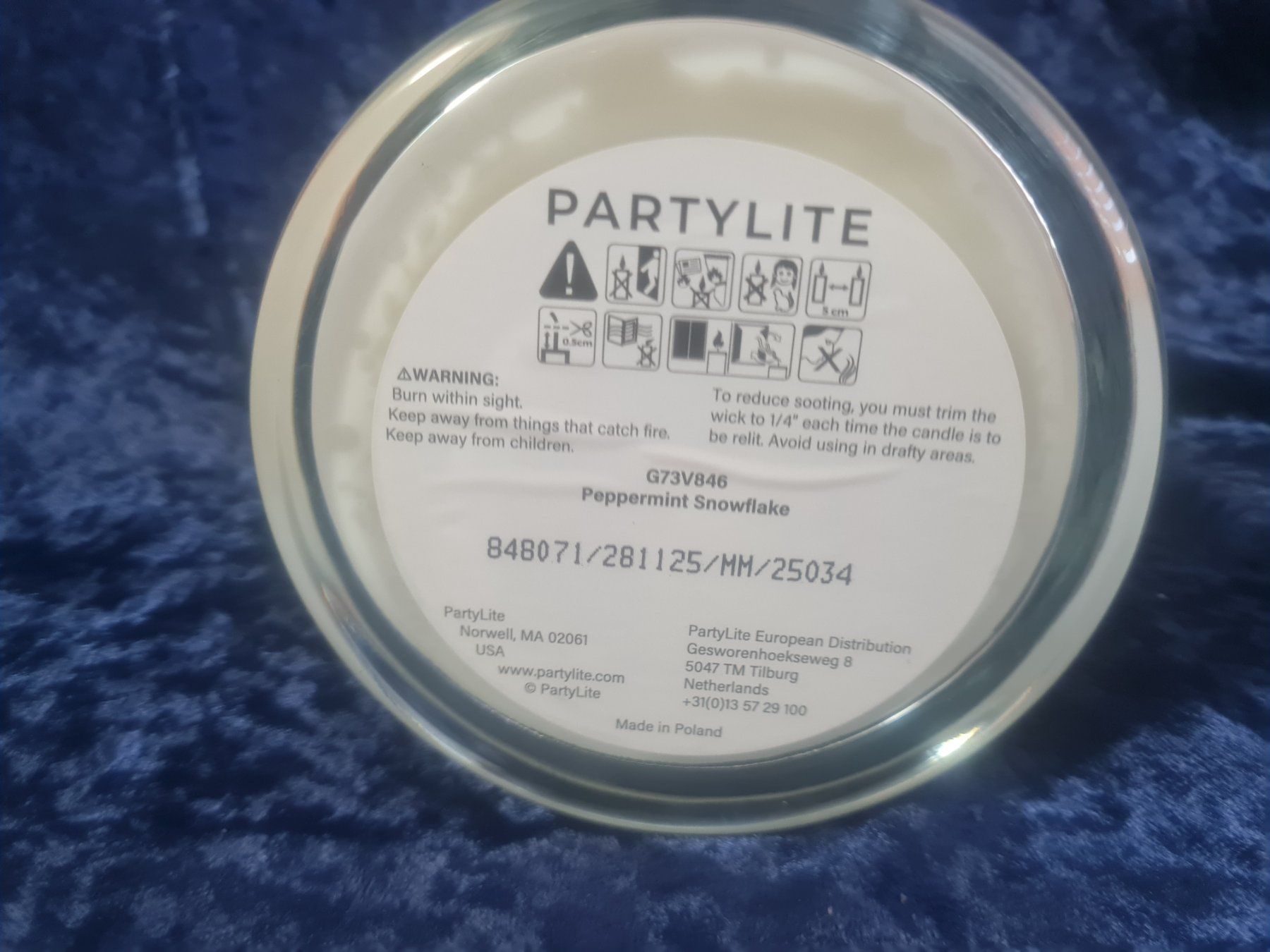 Partylite Candele: PartyLite - 3-Docht-Glas Peppermint Snowflake – Nuovo e nell'imballaggio originale da Othmarsingen venduto da Kleibai 2