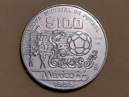 Mexiko 100 Pesos "Mexico '86" 1985 Silber