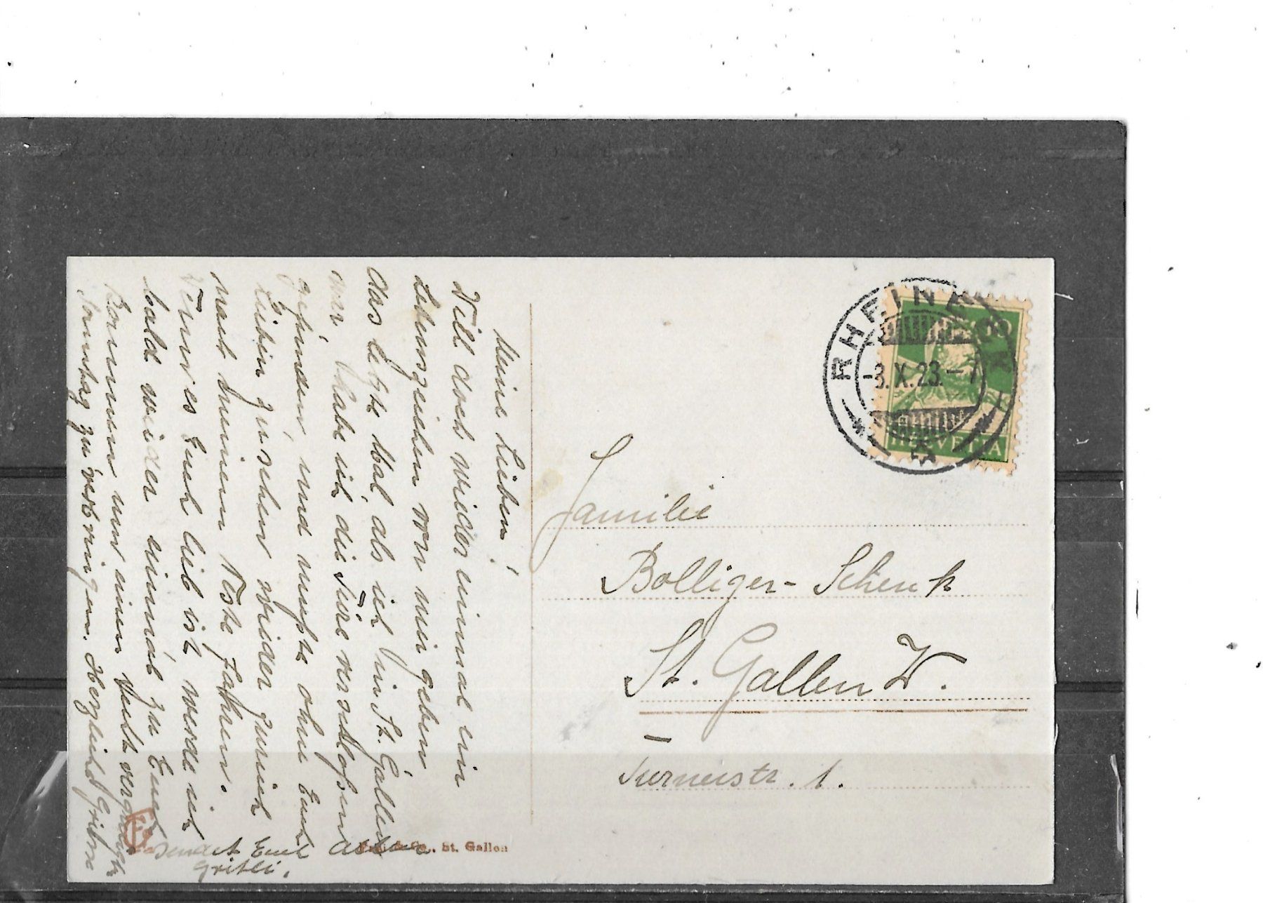 Ansichtskarten: SG Rheineck 1923 – Gebraucht aus Schocherswil von Wilare 1