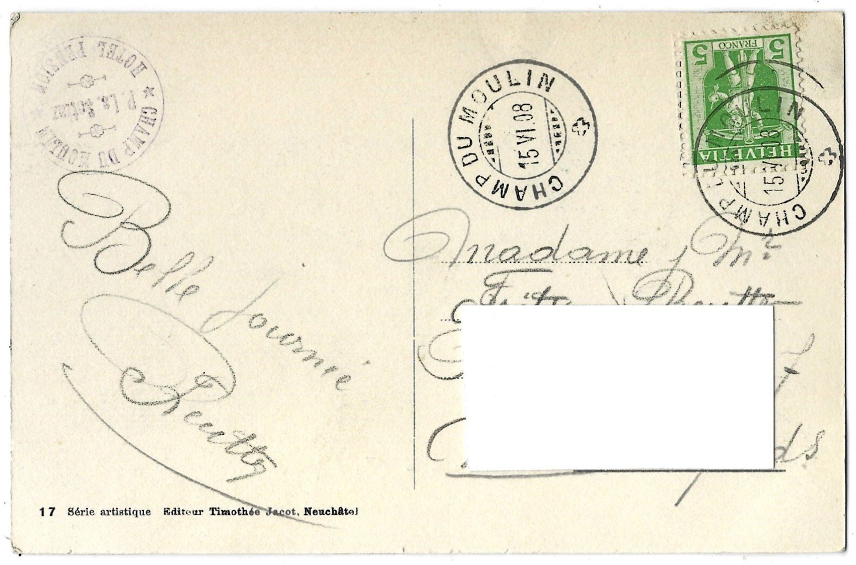 Cartoline postali: Champ  du  Moulin   -   Au  crépuscule – Usato da Bütschwil venduto da Jackson1A 1