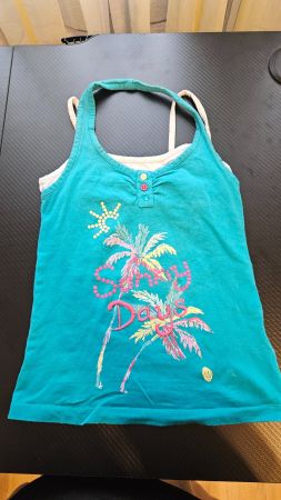 T-Shirt Träger Top türkis, Gr. 134, Sommer Strand Motiv!
