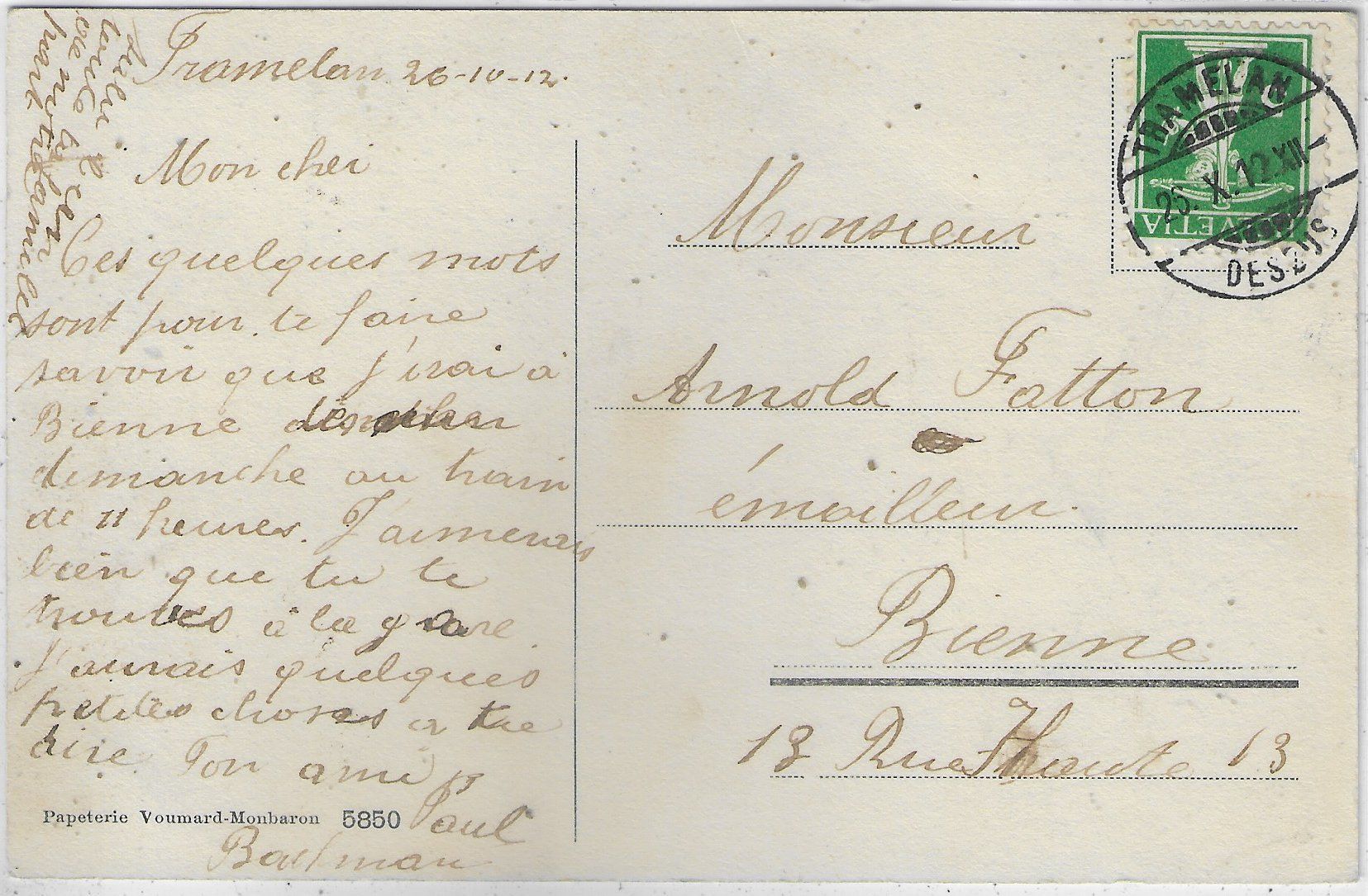 Cartoline postali: Tramelan - Rue de la gare – Usato da Ettingen venduto da Kartenplanet 1