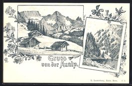 Litho Brienz, Axalp, Ortsansicht in den 