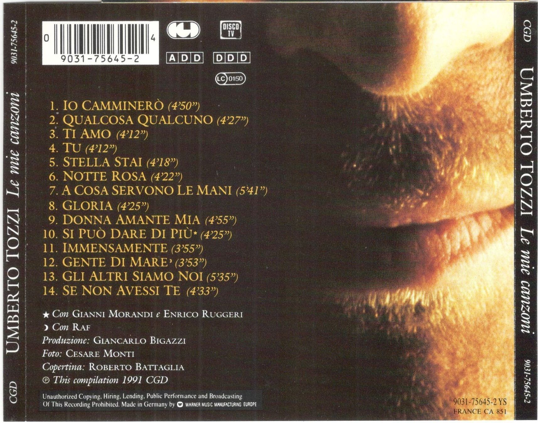 CDs: Umberto Tozzi CD Le Mie Canzoni – Gebraucht aus St. Margarethen TG von ursk10 1