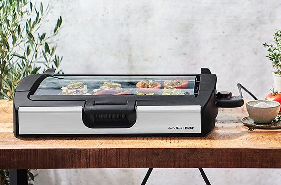 BEPER Elektrogrill Mit Glasdeckel - 2200W, Antihaftbeschichtet, 5 Temperaturstufen